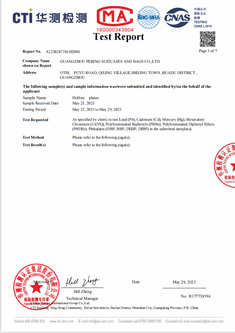 Test report of hollow plates